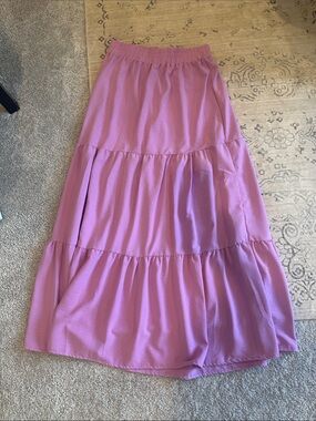 Almost Pink Tiered Lavender Maxi Skirt